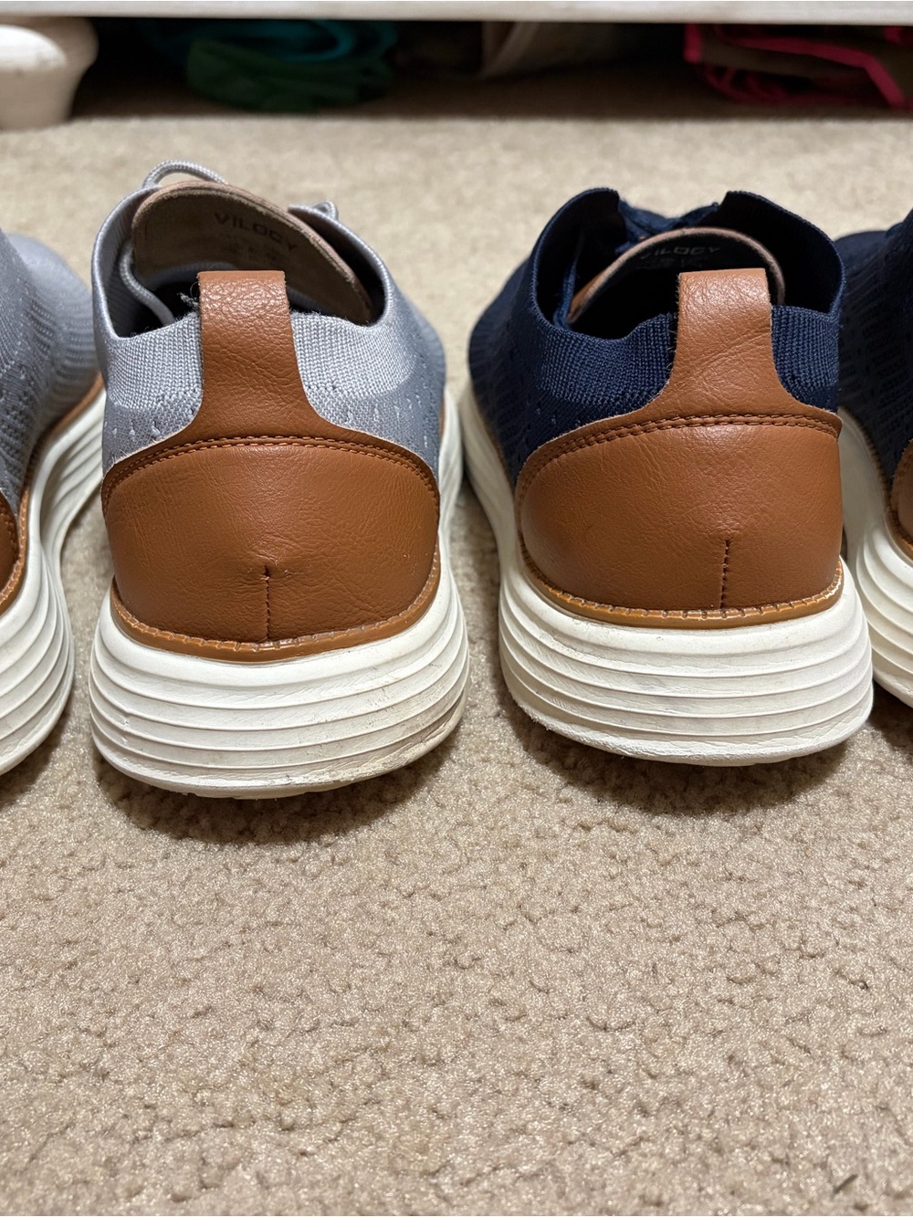 Men's Knit Lace-Up Casual Sneakers - Navy & Light Gray - Picture 2 of 4